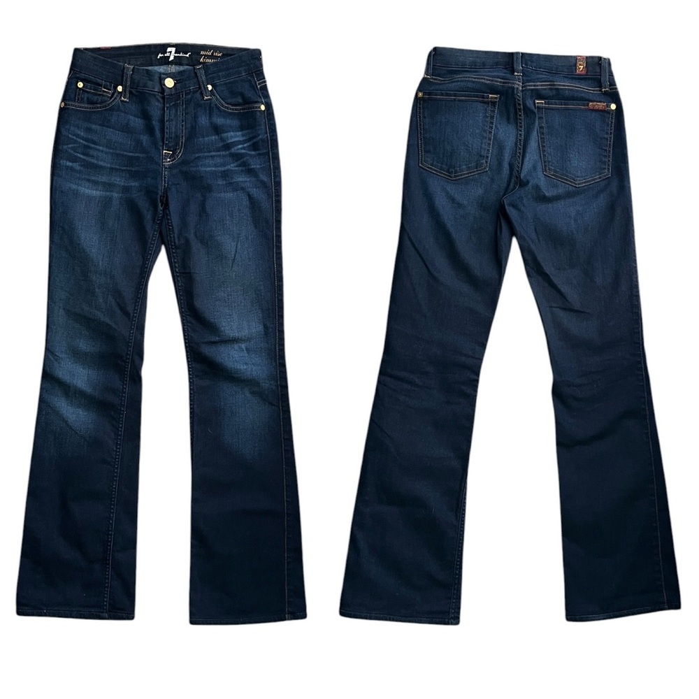 7 For All Mankind Dark Indigo Mid Rise Kimmie Boot Jeans